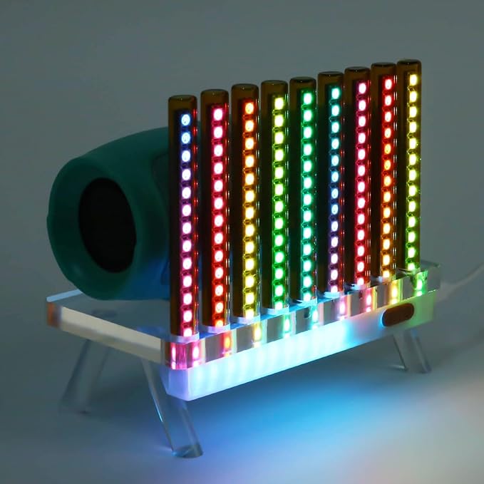 Corded Music Sync LED Light, Sound & App Reactive Mood & Ambient Lighting - Cool & Creative Multicolor Decorative Art Desk Table Lamp 9 Tubes (Orange)