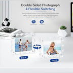 6Pack Magnetic Acrylic Picture Frames 2×3 Inch - Scalloped Glass Frame with 10+10mm Thick Block, Double Sided Clear Frames for Desktop Display | Trendy Home Gift