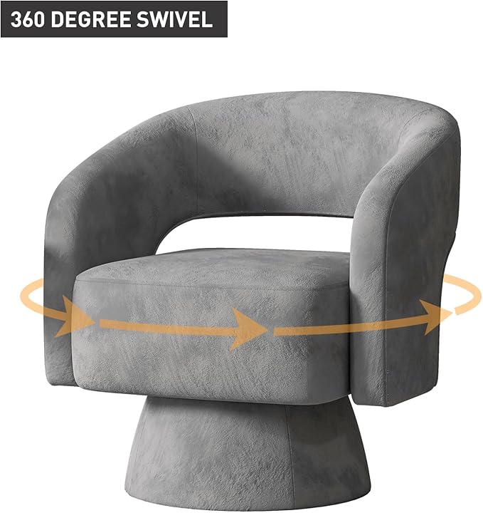 Bonzy Home Swivel Barrel Chair,Set of 2 Velvet Accent Armchair 360 Degree Swivel Club Chair for Living Room Bedroom Reception Room, Dark Grey