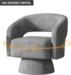 Bonzy Home Swivel Barrel Chair,Velvet Accent Armchair 360 Degree Swivel Club Chair for Living Room Bedroom Reception Room, Dark Grey
