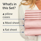 Cal King Sheets Set 6 Piece - Includes 4 Pillowcases - Bed Sheets Cal King Size - Soft Hotel Luxury Bedding - Cooling, Comfy & Breathable - 1 Flat, 1 Fitted & 4 Pillowcases w/ Deep Pockets - Baby Pink