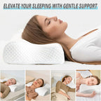 Gute Contour Memory Foam Pillow for Neck Pain Relief, Ergonomic Two Heigths Cervical Pillow for Sleep, Neck Pillow with Washable Cover, Bed Pillows for Side, Back and Stomach Sleepers, Standard