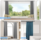 Curtain Rods for Windows 16 to 150 Inches, Curtain Rod Max Adjustable Length of 160 IN, 6/8" Diameter Drapery Rods Round Finials, Black, Pack of 2