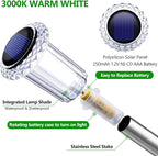 DenicMic Solar Lights Outdoor 10 Pack Waterproof 3000K Warm White LED Acrylic lamp Head Stainless Steel Stake for Landscape Lighting Path Walkway Sidewalk Backyard Patio Decor