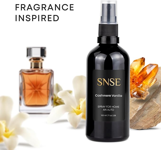 SNSE Cashmere Vanilla Spray for Home and Auto | 3.38 oz | Scent Spray for Home, Textiles, Linens, Auto