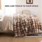 Cozy Faux Fur Throw Blanket for Couch-Warm Fuzzy Throw Blanket, Soft Plush Thick Bubble Blankets for Bedroom and Living Room, Furry Luxury Blanket, 50 x 60, Tie-Dye Brown