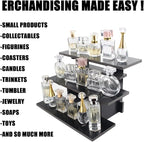 WANLIAN 3-Tier Straight Retail Table Display Stand, Portable Display Rack Shelves for Vendors, Craft Shows, Farmers Market, Pop Up Shop Countertop Black Risers for Display, Soap, Candles, Tumblers