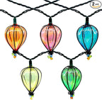 11FT Multicolor String Lights with 10 Bulbs, UL Listed Connectable Waterproof Decorative LED Lights Hanging for Backyard Patio, Indoor/ Outdoor for Christmas Wedding Party Festival Lighting(2pcs)