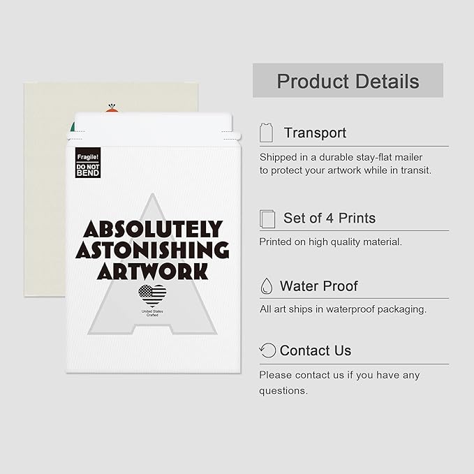 SIGNWIN Adhesive Canvas Poster Mid-Century Modern Retro Botanical Flower Garden Abstract Geometric Digital Art Modern Art Decorative Zen Multicolor Minimalism for Bedroom - 8"x10"x 4