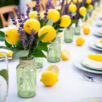 Vintage Glass Flower Vase，12 Pack Green Farmhouse Glass Centerpiece Vases Mason Jars for Weddings, Parties & Home Decor Bulk (12, Green)