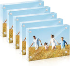 Golden State Art 4x6 Acrylic Picture Frames 5 Pack, Frameless Clear Photo Frame, Double Sided Freestanding, Tabletop Display for Home Office Desk