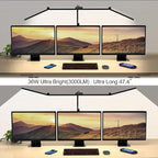 Micomlan 36W Bright Led Desk Lamp with Clamp, 47 Inches Long Architect Desk Lamp Home Office, Dimmable Table Light with Remote Adjustable Monitor Light Bar Tall Office Lighting for Computer Desktop