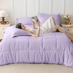 JOLLYVOGUE Full Comforter Set, Ultra-Soft Bed in a Bag Full Size 7 Pieces, Oeko-TEX Certified Bedding Set with Down Alternative Comforter, Sheets, Pillowcases & Shams, Lavender