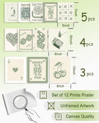 KBKBART Green Lucky Poster Set of 12, Retro Sage Green Playing Card Wall Art, Trendy Green Wall Art Aesthetic Pictures, Poker Room Decor, Funky Ace Card Prints Queen of Hearts Decor, Lucky You Poster for Bedroom Dorm Decor - UNFRAMED