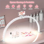 Foldable Large Half Moon LED Light,22" Arch Light with Rhinestone-Encrusted for Table Nail Desk with Phone Stand, Upgrade Arch Light for Nail Techs (White, Small)