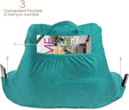 Nestl Reading Pillow for Kids, Small Bed Pillow, Back Pillow for Sitting in Bed, Memory Foam Chair Pillow, Reading & Bed Rest Pillows, Teal Back Pillow for Bed, Arm Pillow with Pockets