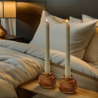 Kate Aspen Amber Taper Candle Holders for Candlesticks Set of 4 - Fluted Candlestick Holders for Fall Decor, Home Decor, Votive Candle Holder Decor, Tea Light Holder, Centerpiece Table Decorations