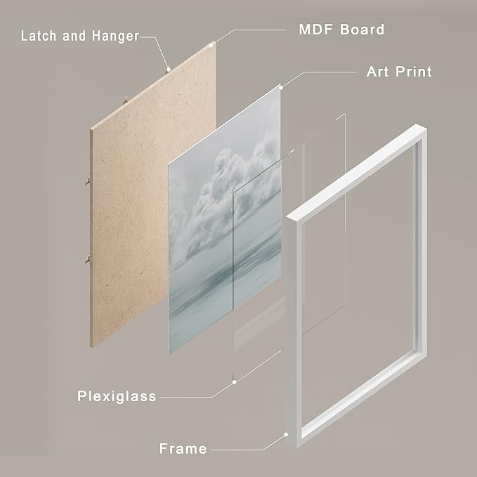 SIGNWIN Framed White Nautical Ocean Sea Beach Grass Seagull Wall Art, Set of 4 Landscape Colorful Wall Decor Prints, Nature Wilderness Wall Décor for Living Room, Bedroom - 11"x14" White