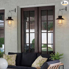 pearlstar Solar Lantern Outdoor 2 Packs Hanging Light Metal Solar Lamp with Warm White Edison Bulb Design for Garden Yard Patio Proch Decor(Black)