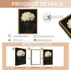 Framed Wall Art for Living Room – Vintage White Hydrangea Oil Painting Canvas Prints, Aesthetic Bedroom Wall Art, Kitchen Decor for Shelves, Bathroom Office Artwork Wall Decor – 8x10in
