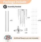 NUPTIO Silver Vases for Centerpieces Wedding - 10 Pcs 21.7in Tall Centerpiece for Tables - Flower Stand Bulk for Weddings Chandelier