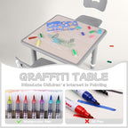 Toddler Table and Chair Set, Height Adjustable-Upgrade Kids Table and 2 Chairs for Ages 3-8, Multi-Activity Toddler Play Table with Graffiti Desktop for Home/Daycare/Classroom