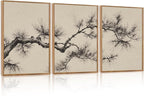 HPNIUB Vintage Sketch Pine Tree Framed Canvas Wall Art Set, Brown Antique Tree Branch Wall Decor, Nature Botanical Art Print, Modern Landscape Pictures for Living Room, Bedroom, Office- 16 x24 x3