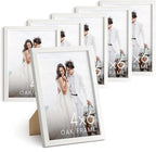 HAUS AND HUES 4x6 Picture Frame Set of 6 - White Gallery Wall Frames, 4x6 Frames for Pictures, 4x6 Picture Frame Bulk, Wooden Picture Frames 4x6 Small Frames, 4x6 Frames Bulk (White Oak Frames)