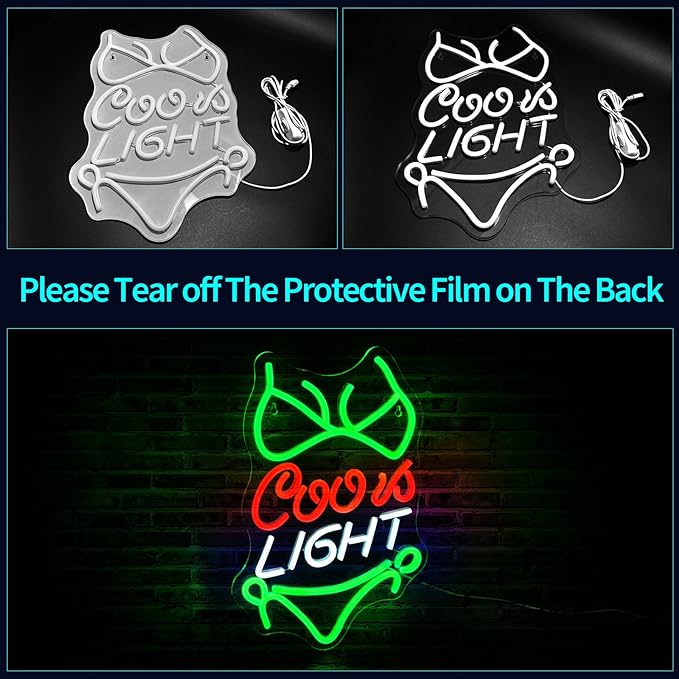 Crs Light Neon Signs for Wall Decor Beer Bar Signs for Man Cave Decor Green LED Neon Sign for Room Neon Light Sign for Wall Decor Birthday Party USB Powered