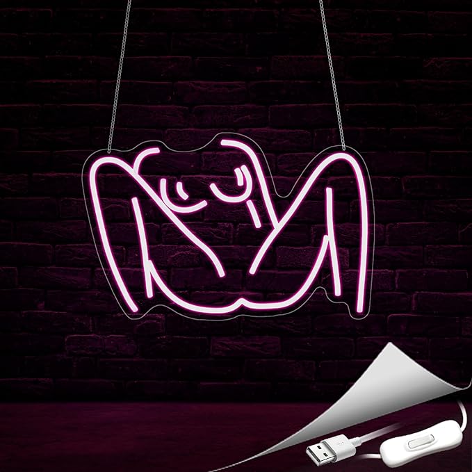 Lady Neon Sign, Neon Signs for Wall Decor Neon Pink Ladies Body LED Signs Room Neon Light Up Signs Home Decor for Bedroom Club Party Bar Shop USB Operated