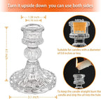 Glass Candlestick Holder,Striped Taper Candle Holders,Set of 6 Candle Stand for Table Centerpieces, Home Decor,Weddings,Festival and Parties (Clear Stripe Pattern)