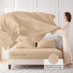 MUXHOMO 7 Pieces King Comforter Set, Seersucker Bed in a Bag King Size, All Season Luxury Bedding Set with Comforter, Flat Sheet, Fitted Sheet, Pillowcases & Shams, Khaki
