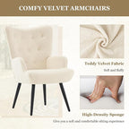 Furnimart Accent Chairs Set of 2, White Sherpa Reading Armchair with High Backrest, Wingback Corner Chair Mid Century Modern for Living Room, Bedroom, Waiting Room