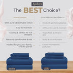 Tencel Sheets 4 Piece for Full Size Bed - 100% Eucalyptus Lyocell Full Sheets Set - Soft, Cooling & Breathable for Hot Sleepers - 16” Deep Pockets Hotel Quality Bedding Set - Navy