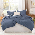 Litanika Comforters Bluish Grey California King Size, 3 Pieces Lightweight Solid Bedding Set & Collections, All Season Fluffy Bed Set (104x96In Comforter & 2 Pillowcases)