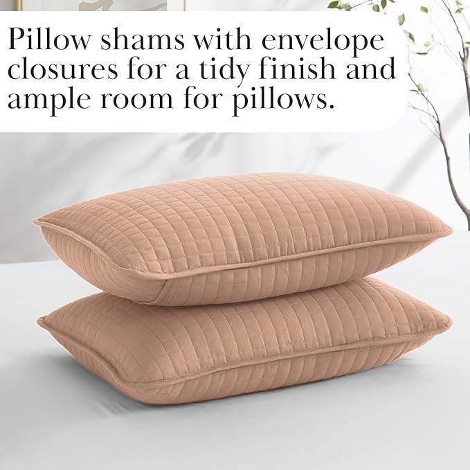 Southshore Fine Living, Inc. Oversized King Quilt Set, Blush Pink Quilt Bedspread with 2 Matching Pillow Shams, Machine Washable Cal/King Quilts, Hotel Quality Bedding, Soft & Cozy Coverlet, Blush