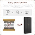 71" Tall Metal Pantry Cabinet with 4 Adjustable Shelves and Gold Handles Heavy-Duty Steel Storage for Kitchen, Dining Room or Office