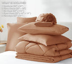 CozyLux Queen Comforter Set Pumpkin - Bed in a Bag Queen Size 7 Pieces, Luxury Soft Bed Set for All Seasons, Bedding Set with Down Alternative Comforter, Sheets, Pillowcases & Shams