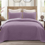 Exclusivo Mezcla Reversible Full Queen Quilt Bedding Set with Pillow Shams, Lightweight Quilts Queen Size, Soft Bedspreads Bed Coverlets for All Seasons - (Dusty Lavender, 90"x96")