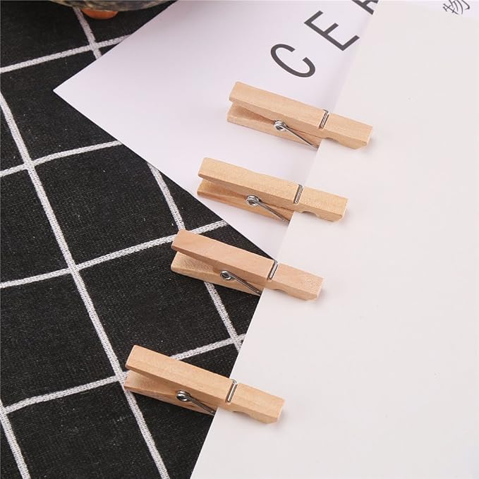 DECORA 45mm Sturdy Heavy-Duty Wooden Clothespins for Photo Clips Scrap Booking Crafts Gift Wrapping,100 Pieces
