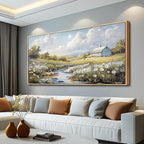 PHAOHUAXM Large Canvas Wall Art For Living Room Wall Decor For Bedroom Flower Watercolour Office Decoration Countryside Scenery Wall Picture Printing Art Painting Home Decor 30x60 In Wood Framed