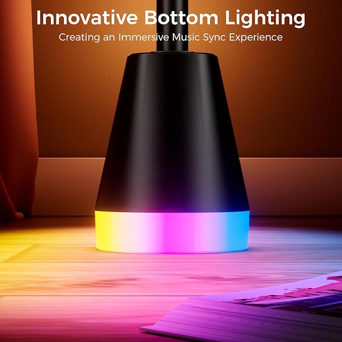 RGB Corner Floor Lamp, 60 Inch Bright Standing Lamps for Bedroom with APP and Remote Modern Floor Lamp Color Changing Ambience Light with Music Sync and 16 Million Colors
