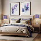 22'' Farmhouse Bedroom Table Lamps Set of 2 Bedside Nightstand Lamps with USB A/C Charging Ports Small Side Table Lamps for Living Room End Tables, Wooden Finish, Blue Shade, Bulb Not Included