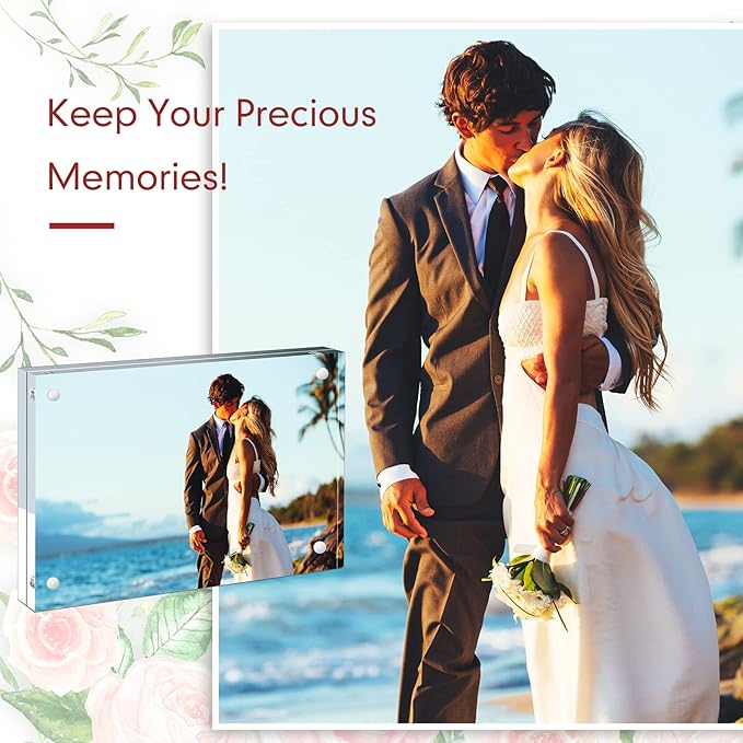 Handepo 12 Pcs Acrylic Picture Frame Bulk Clear Acrylic Photo Frame Magnetic Desktop Display Double Sided 20 mm Thickness Freestanding for Bedroom Living Room Home Office(4 x 6)