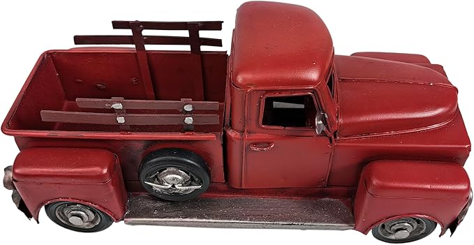 YCHTEWY-Iron Classic Red Truck Pick-up Model Collectible Vehicle Decoration, Metal Truck Christmas Decor ，Unique Blend of Vintage, Rustic, Farmhouse Truck Decor for Table Top Decor. (A)…