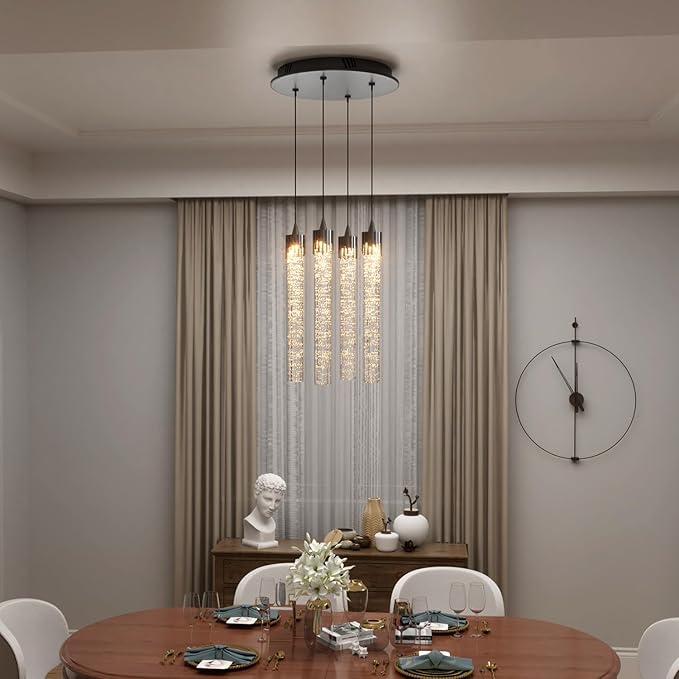 Mini Chandelier Crystal Pendant Lights,Bubble Crystal Chandelier for Living Room Bedroom Modern LED Ceiling Light Dimmable 2700k-6000k