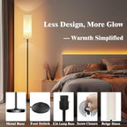 Smart LED Floor Lamp with APP Control & RGB Colors - Dimmable Standing Lamp for Living Room, Bedroom, Gaming - Remote, Timer, 9W Bulb Included, 67" Modern Tall Lamp (C:Black Beige)