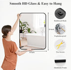 Fabuday Small Black Bathrrom Mirror for Over Sink - 16x24 Framed Rectangle Wall Mirror, Matte Metal Rectangular Vanity Mirrors for Bedroom, Living Room, Entryway, Hallway, Horizontally/Vertically