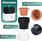 Phoenix Vine 6.5 Inch Self-Watering Planter Pot with Terracotta Insert, Deep Water Reservoir, and Ceramic-Alike BPA-Free Plastic Pot for Plant, Modern Planter for Houseplants, White/Black, 53-B-S-4