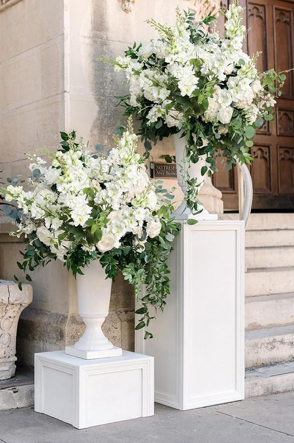 8PCS White Artificial Delphinium Flowers with Clematis Greenery Long Stem Flowers 29.5" Larkspur Artificial Flowers for Wedding Centerpieces Silk Flowers for Home Decor Indoor (White)